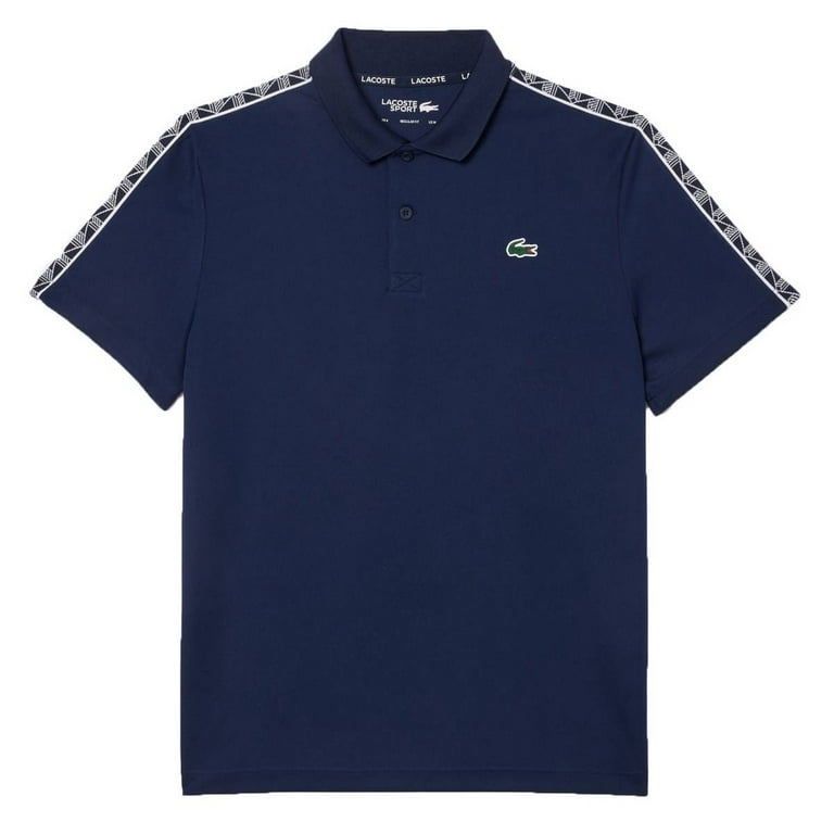 Lacoste ネイビー モノグラム Lacoste Monogram Jacquard Stripe Pique Polo - Navy - Walmart.com