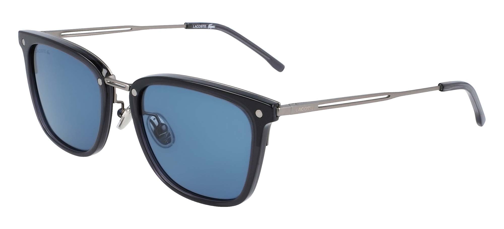 Lacoste PRS Collection Men's Grey Soft Square Sunglasses with Blue Lenses