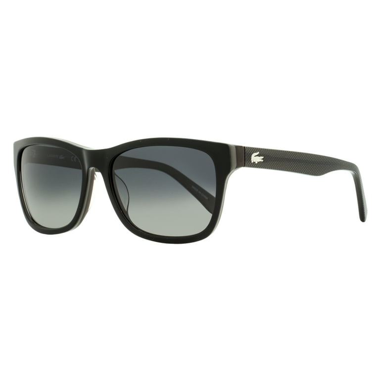 Lacoste Men's Polarized Black Soft Square Pique Temple Sunglasses