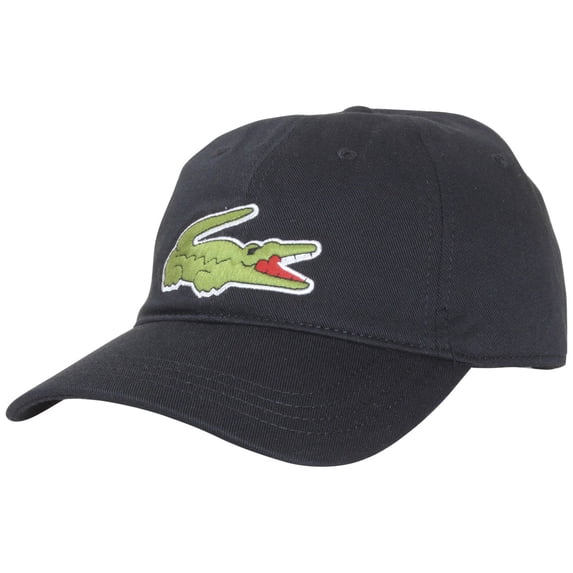 Men's Lacoste Black Oversized Crocodile Strapback Cap - OSFA