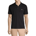 thumbnail image 1 of Lacoste Short Sleeve Jersey Interlock Regular Fit Mens Polos Size L, Color: Black, 1 of 4
