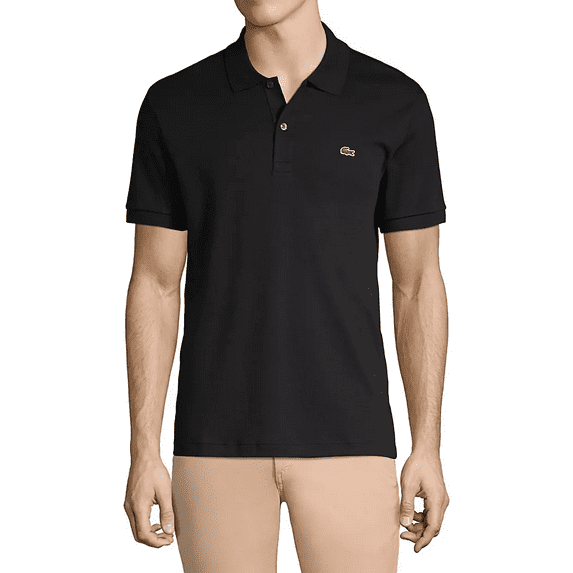 Lacoste Short Sleeve Jersey Interlock Regular Fit Mens Polos Size L, Color: Black