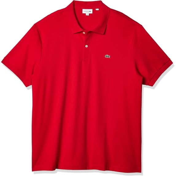 Lacoste Short Sleeve Jersey Interlock Regular Fit Mens Polos Size L, Color: Red