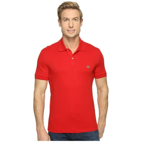 Lacoste Short Sleeve Jersey Interlock Regular Fit Mens Polos Size XL, Color: Red