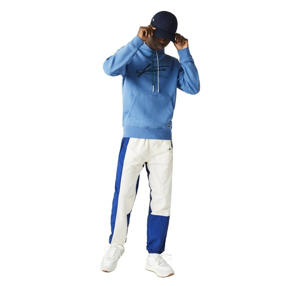 Lacoste Signature Hooded Flecked Cotton Fleece Men's Hoodie Blue Chine sh2059-hg3