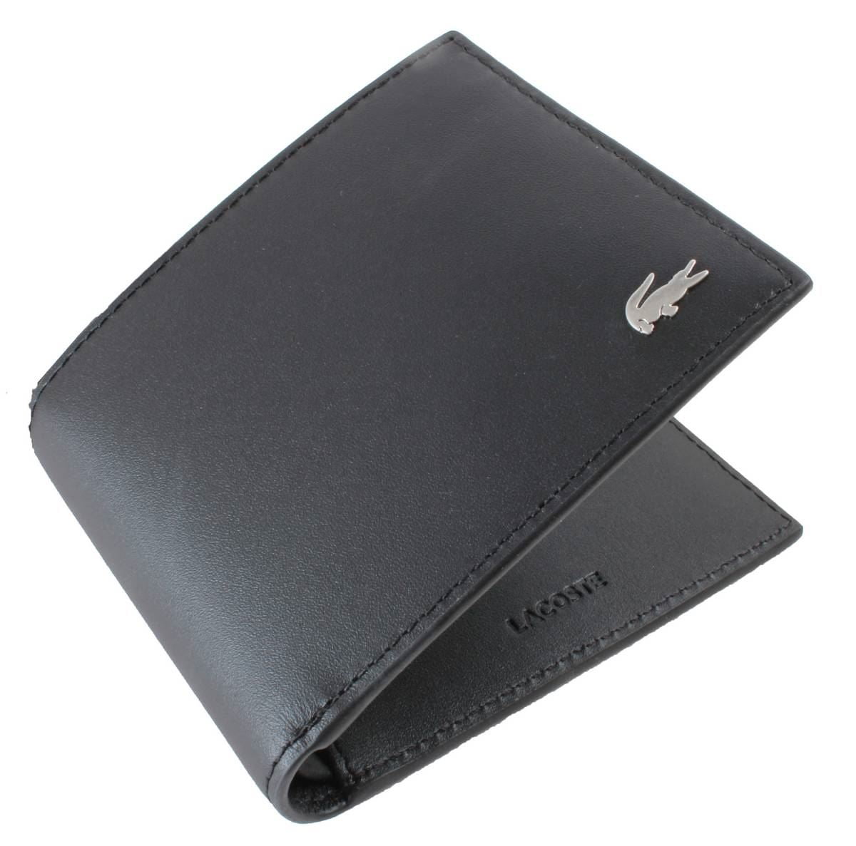 折りたたみ財布 LACOSTE LORA Compact Half Wallet Black Color Lacoste-Small-Billfold-Wallet-