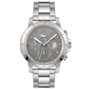 Lacoste Topspin 2011122 Chronograph Gray Dial Silver Breacelet 45MM Mens Watch