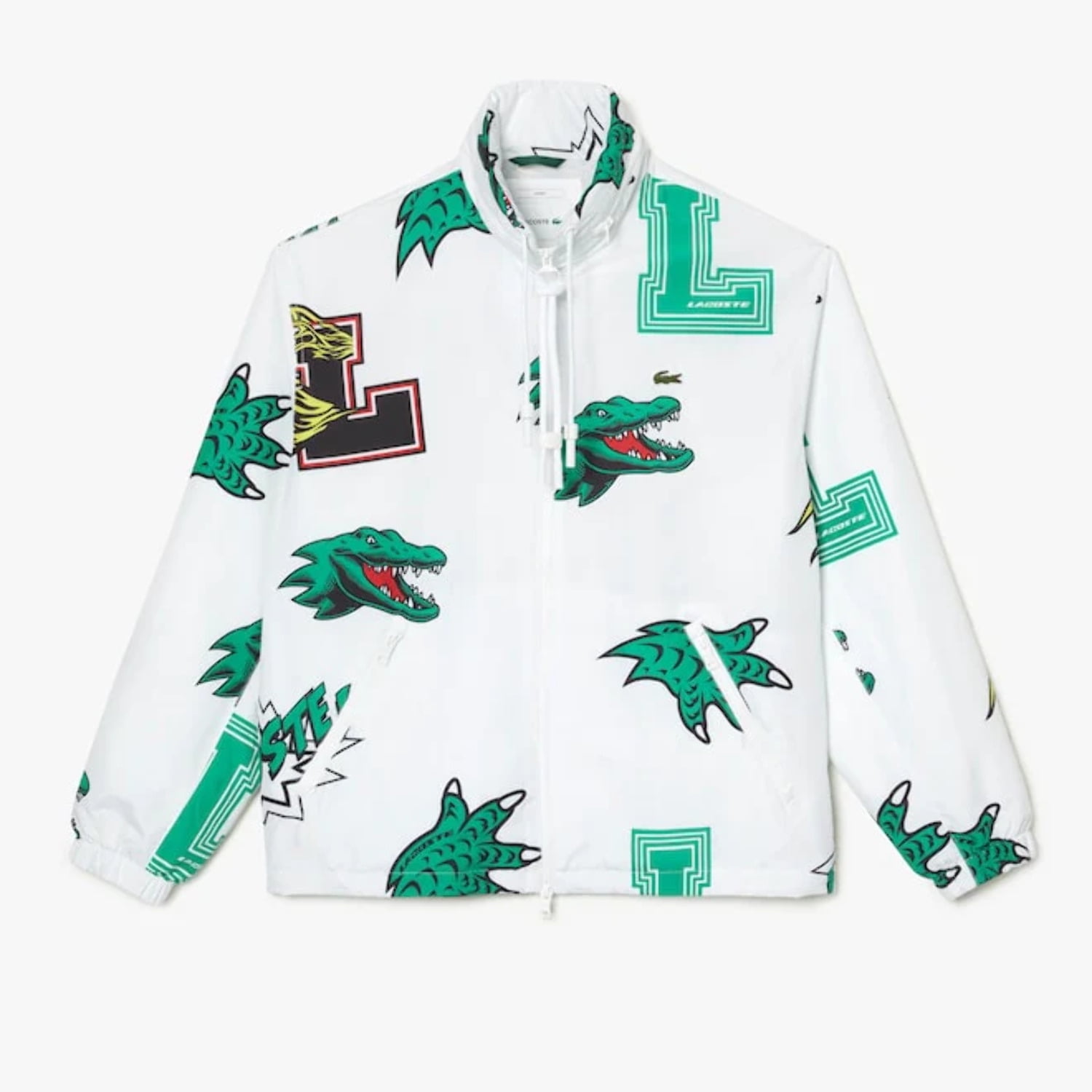 Lacoste Unisex Holiday Water Repellent Taffeta Jacket White Multico BH1481 SBH