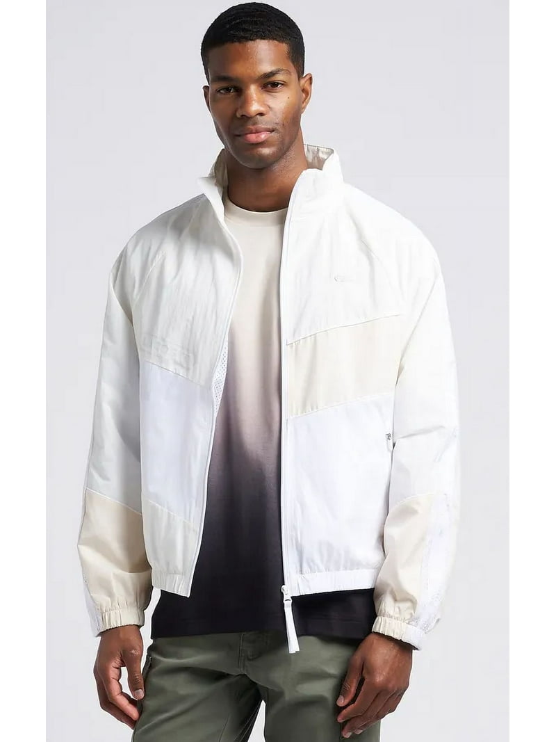 Lacoste WHITE Men's Oversized Water-Resistant Patchwork Jacket, US