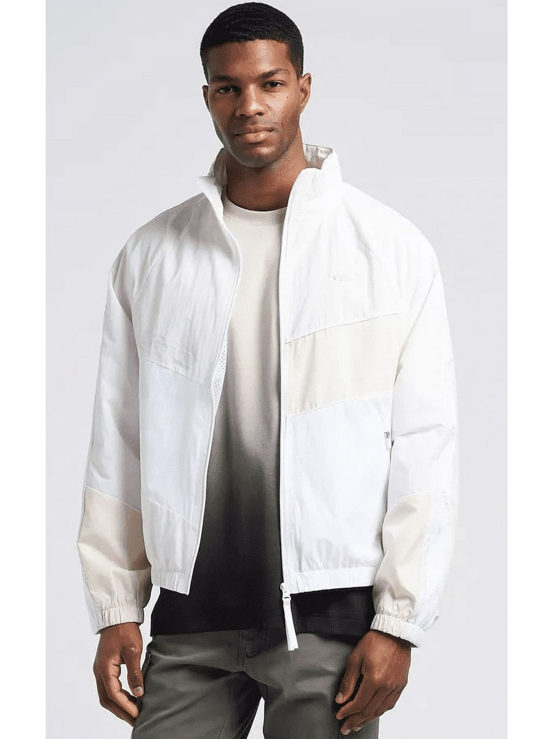 Lacoste WHITE Men's Oversized Water-Resistant Patchwork Jacket, US