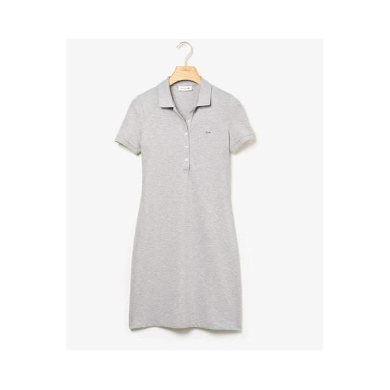 Lacoste Women's Stretch Cotton Mini Piqu Polo Dress Silver Lacoste Women's Stretch Cotton Mini Piqu Polo Dress Silver