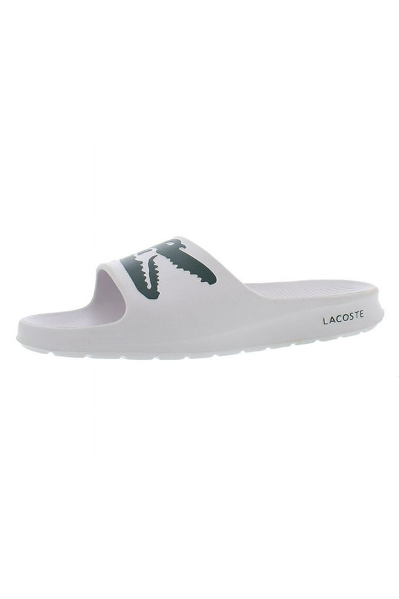 Womens Croco Slide Sandals 5 Wht/Dk Grn