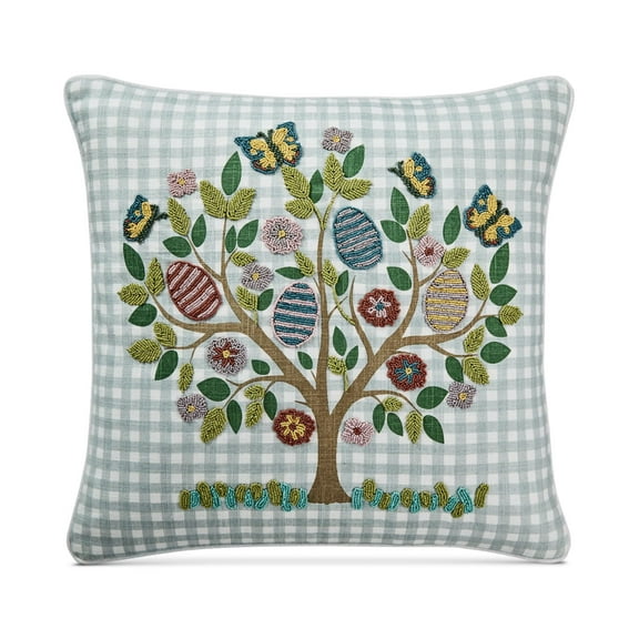 Lacourte 20 x 20 Easter Egg Tree Beaded Decorative Pillow, Green