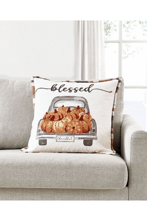 Blessed Truck Harvest Pumpkins Decorative Pillow, 20 x 20, Multi