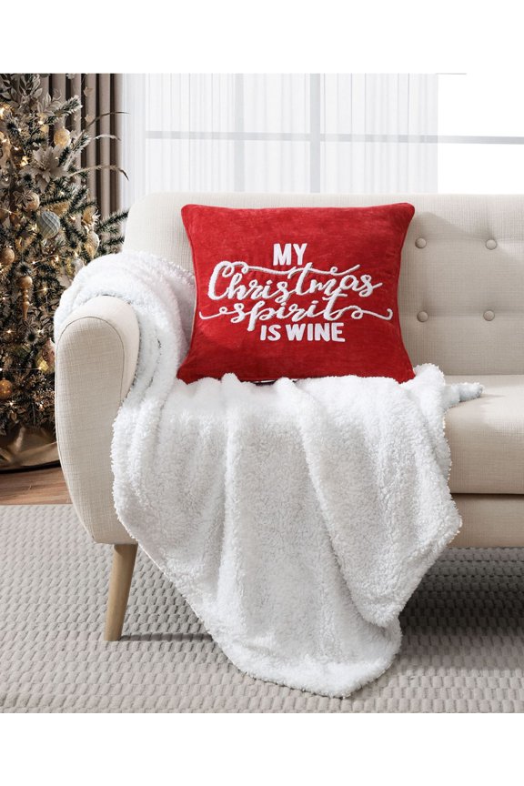 Christmas Spirit Decorative Pillow,Red, 18 x 18