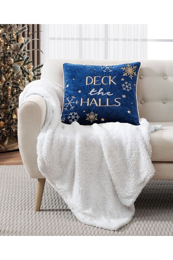 Deck The Halls Decorative Pillow, 20 x 20, Navy