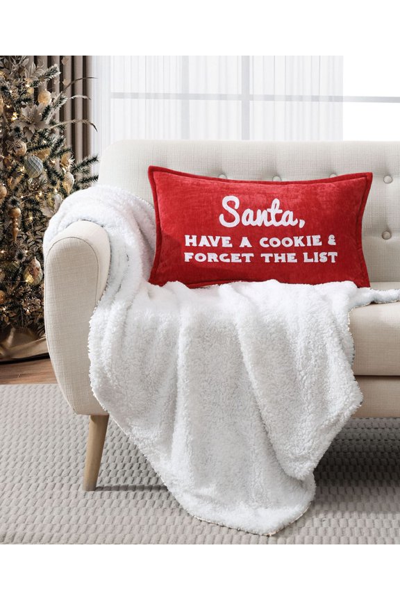 Santa Cookie List Decorative Pillow, 14 x 24, Red