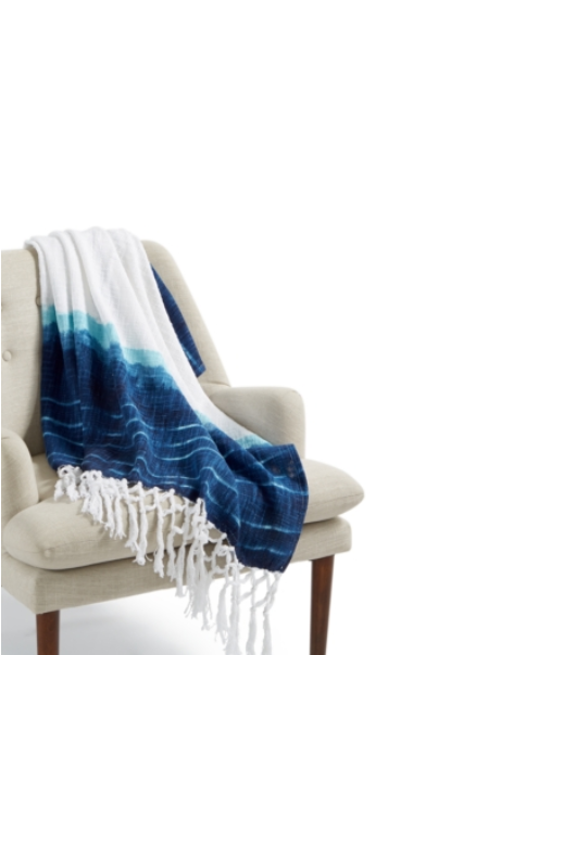 Shibori Blue, White Shibori Cotton Slub Throws