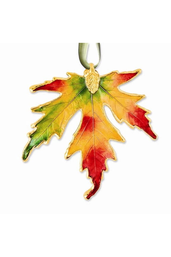 Lacquer Dipped 24k Trim Multicolor Real Silver Maple Decorative Ornament QGM3847