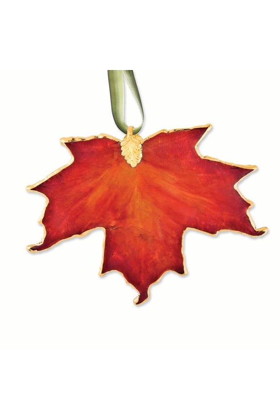 Lacquer Dipped 24k Trim Orange Sugar Maple Decorative Leaf