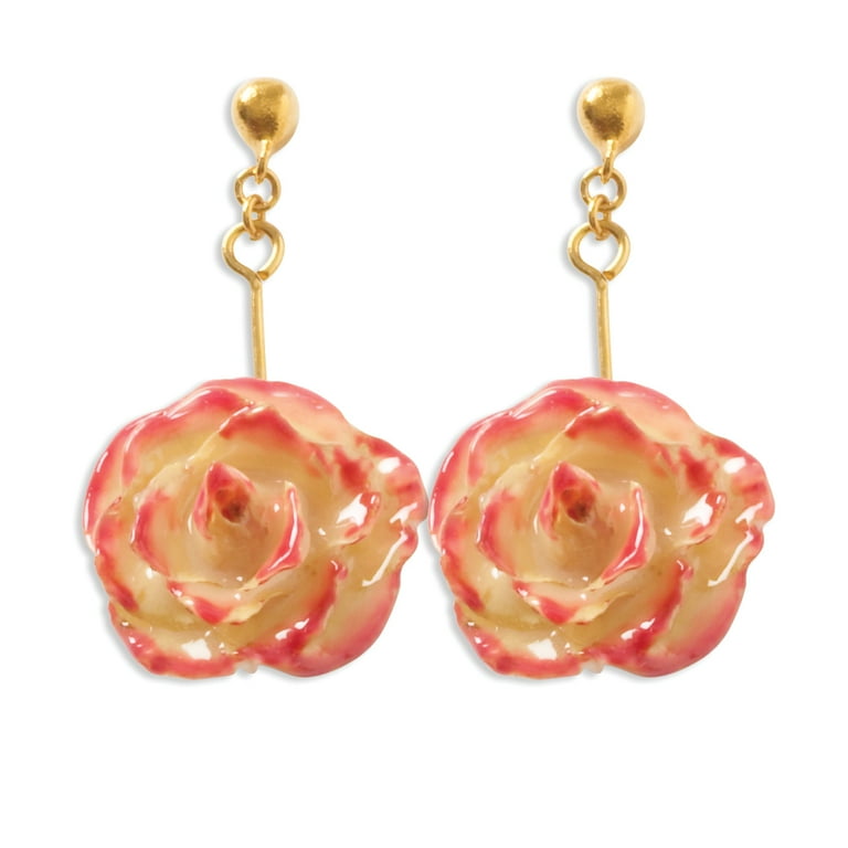 Lacquer Dipped Red Real Rose Post Earrings Lacquer Dipped Red Real Rose Post Earrings