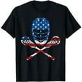 thumbnail image 1 of Lacrosse American Flag Lax Helmet Sticks 4th Of July Gifts T-Shirt, 1 of 5
