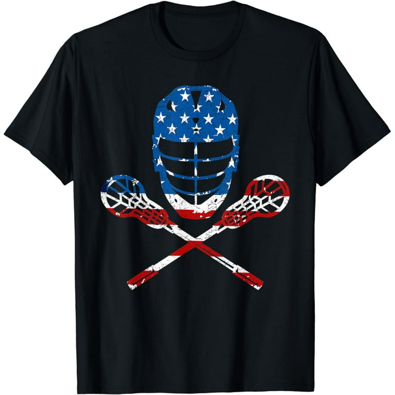 Lacrosse Shirt American Flag, Lax Helmet And Sticks T-Shirt Lacrosse Shirt American Flag, Lax Helmet And Sticks T-Shirt