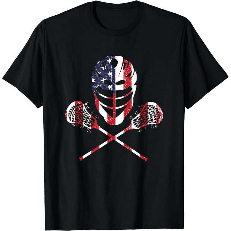 Lacrosse Shirt American Flag, Lax Helmet And Sticks T-Shirt Lacrosse Shirt American Flag, Lax Helmet And Sticks T-Shirt
