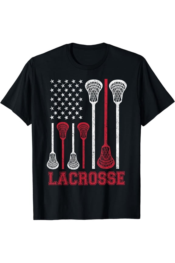 Lacrosse American Flag Lax Shirt Men Women Boys Girls Gifts T-Shirt