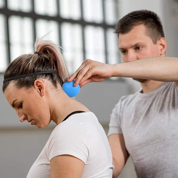 Lacrosse Ball for Sore Muscles, Shoulders, Neck, Back, Foot, Body, Deep Tissue, Trigger Point, Muscle Knots, Yoga and Myofascial Release (Blue)