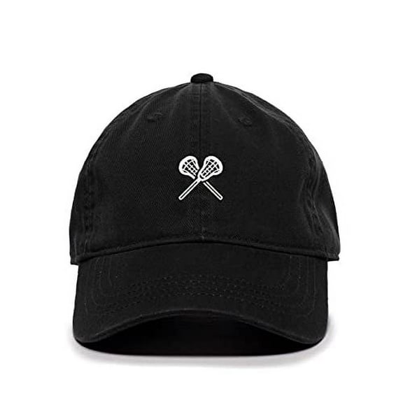 Lacrosse Baseball Cap Embroidered Cotton Adjustable Dad Hat Black