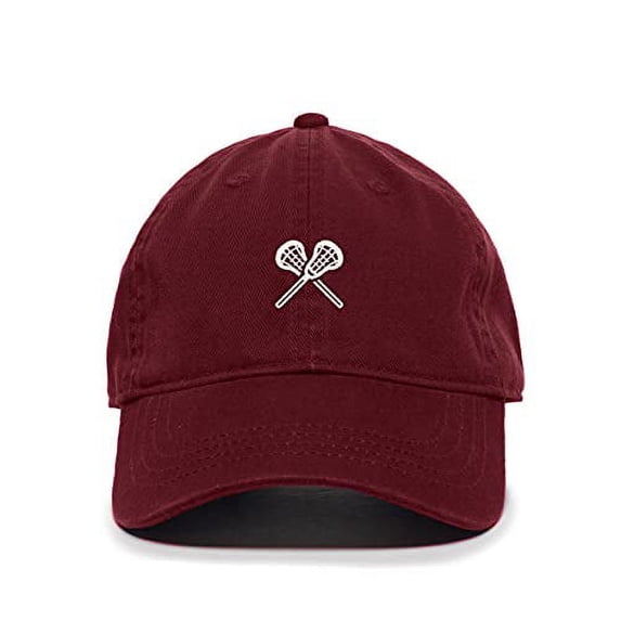Lacrosse Baseball Cap Embroidered Cotton Adjustable Dad Hat Burgundy