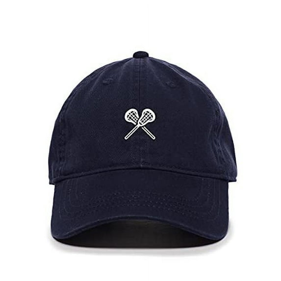Lacrosse Baseball Cap Embroidered Cotton Adjustable Dad Hat Navy