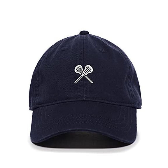 Lacrosse Baseball Cap Embroidered Cotton Adjustable Dad Hat Navy