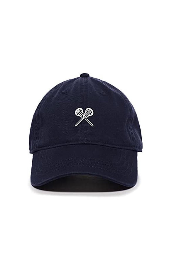 Lacrosse Baseball Cap Embroidered Cotton Adjustable Dad Hat Navy