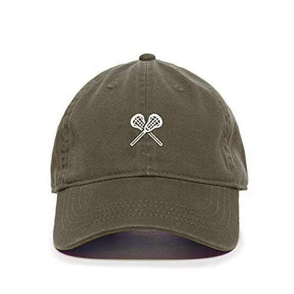 Lacrosse Baseball Cap Embroidered Cotton Adjustable Dad Hat Olive
