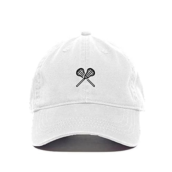 Lacrosse Baseball Cap Embroidered Cotton Adjustable Dad Hat White
