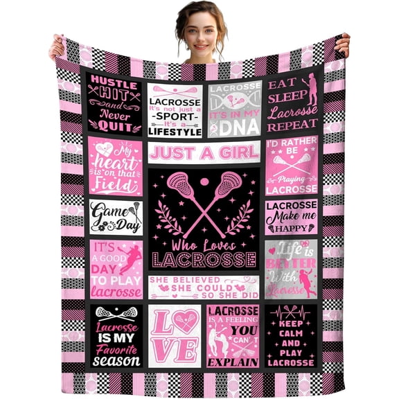 Lacrosse Blanket for Girls Lacrosse Gifts for Kids Stuff Lacrosse Balls Blankets Throw Bedding Lacrosse Ball Gifts for Women Adults Lacrosse Lover Room Decor Birthday Party Decorations