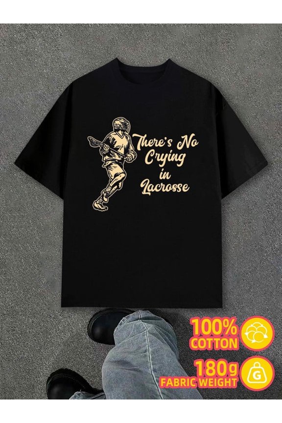 Lacrosse Crying Tee mens black 180G 100% Cotton Fashionable, printed, machine washable Unique Design Unisex Shirt Printed tshirts Original Unisex Shirt Cotton tshirts