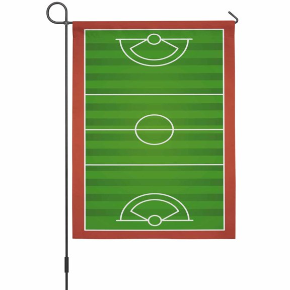 Lacrosse Field Garden Flag 12 x 18 Inches, Green Sports Field Boundary Center Circle Goal Area Weather Proof Outdoor Patio Flags Double Sided Small Garden Decoration for Yard Outside Home