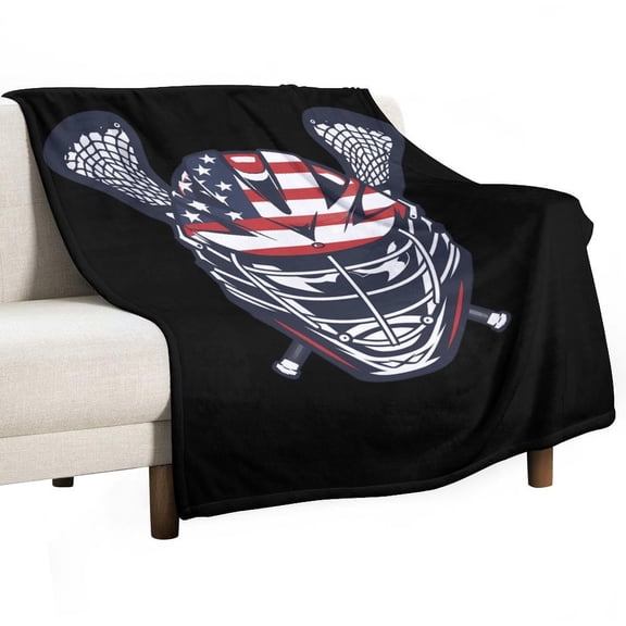 Lacrosse Helmet U Super Soft Blanket Flannel Throw Blanket Flannel Microfiber Blankets for Couch Bed Sofa Fluffy and Warm 50"x60"
