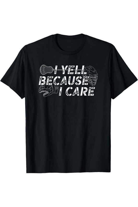 Lacrosse I Yell Because I Care Funny Lacrosse Couch Mom Dad T-Shirt , Vintage T-Shirt
