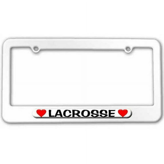 Lacrosse Love with Hearts License Plate Tag Frame, Multiple Colors