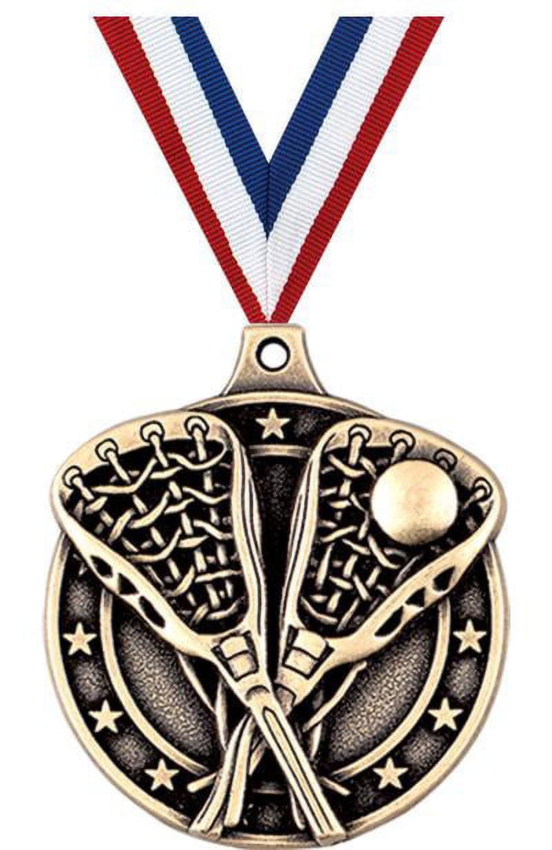 Lacrosse Medals, 2" Gold Diecast Lacrosse Medal Award 5 Pack
