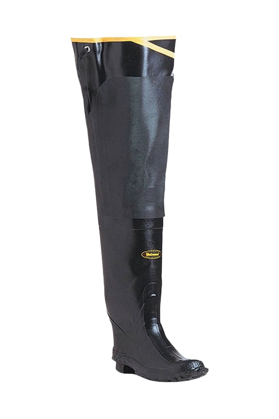 Men's Lacrosse 32" Premium Rubber Hip Boot Round Toe Black 9 US
