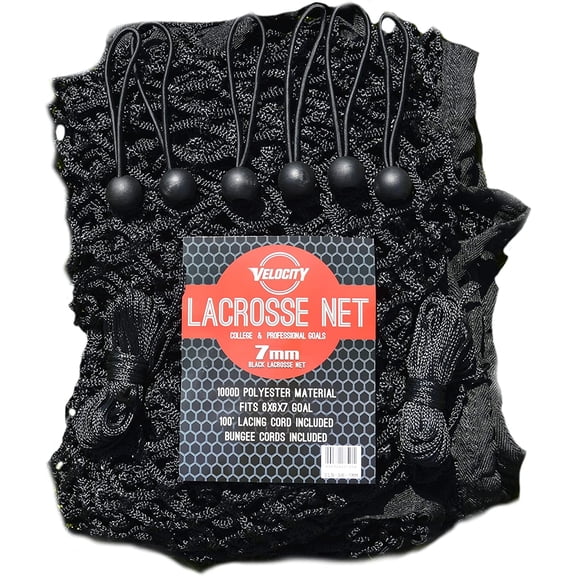 Velocity Heavy Duty Lacrosse Net - Weatherproof UV Resistant 1000D Polyester, Fits Goals - Comes with Lacing Cord and Quick Ties
