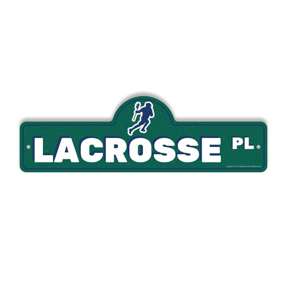 Lacrosse Plastic Street Sign - 7 Inch X 20 Inch Gift Sports Stick Ball Team Field Game Player Active Fast Fun Challenge Decor