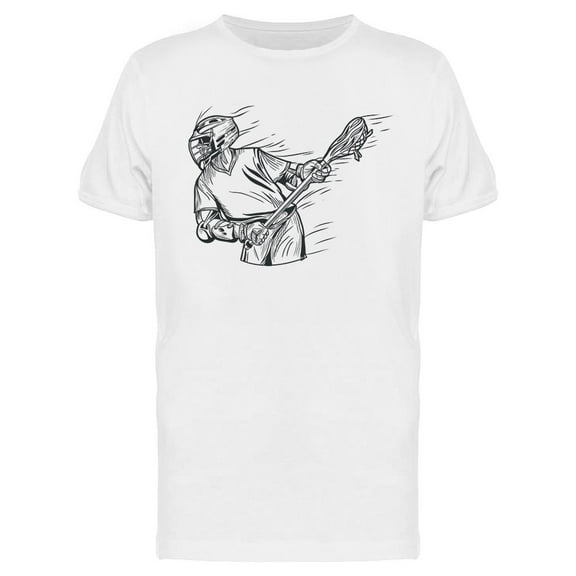 Lacrosse Player Hand Drawn T-Shirt Men -Image by Shutterstock, Male Medium