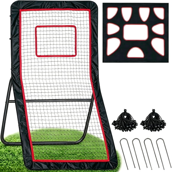 Lacrosse Rebounder 4x7FT, Multi-Sport Return Net with 5 Adjustable Angles, Backyard Practice for Baseball Soccer Lax Volleyball