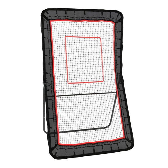 Lacrosse Rebounder 4x7ft, Volleyball Bounce Back Net, Baseball Softball Pitchback Training Wall - Adjustable Angle, Portable Sports Practice Net with Target